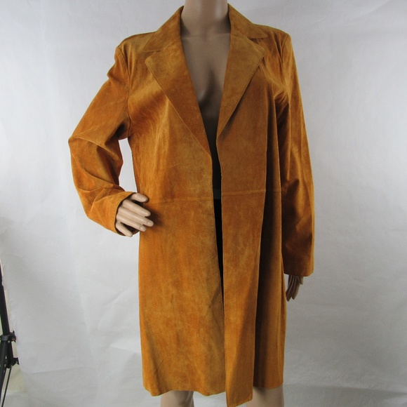 Coldwater Creek Suede Leather Trench Coat Jacket